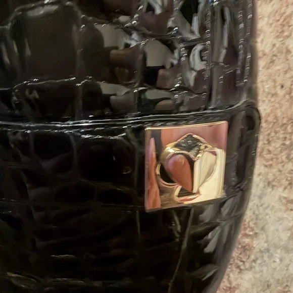 Kate Spade Black Croc-Embossed Loafers with Gold Detail - Picture 5 of 6